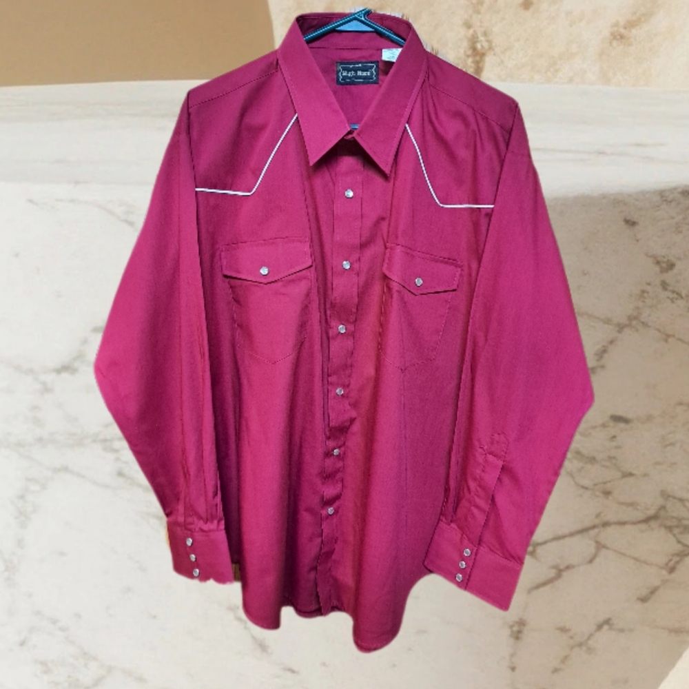 🐎 High Noon Maroon Men's 2XL Pearl Snap Shirt.🔥NWOT